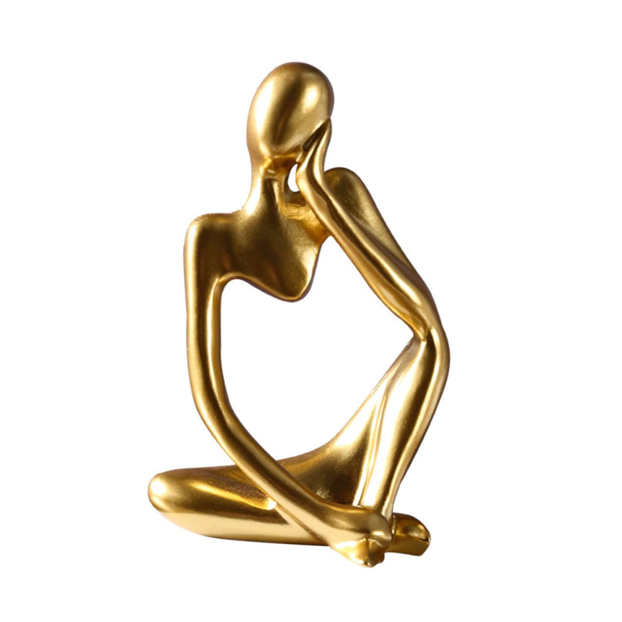 STOBOK abstract figure ornaments Thinker Abstract Statue Thinker art Sculpture statues gold bedroom decor book stack decor gold trim Office Decors desktop bookshelf resin