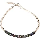 Black Opal Gemstone Sterling Silver Wrap Bracelet- October Birthstone Women's Jewelry-Gift Idea-Holiday