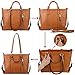 PRIME WEEK SALE- 40% OFF- YALUXE Women's Urban Style 3-Way Leather Work Tote Shoulder Bag Brown