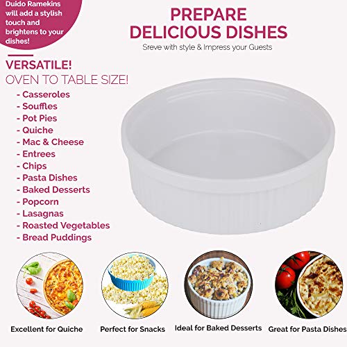 Souffle Dish Ramekins for Baking 32 Oz, 1 Quart Large Ceramic Oven