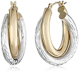 14k Gold-Bonded Sterling Silver Two-Tone Hoop Earrings