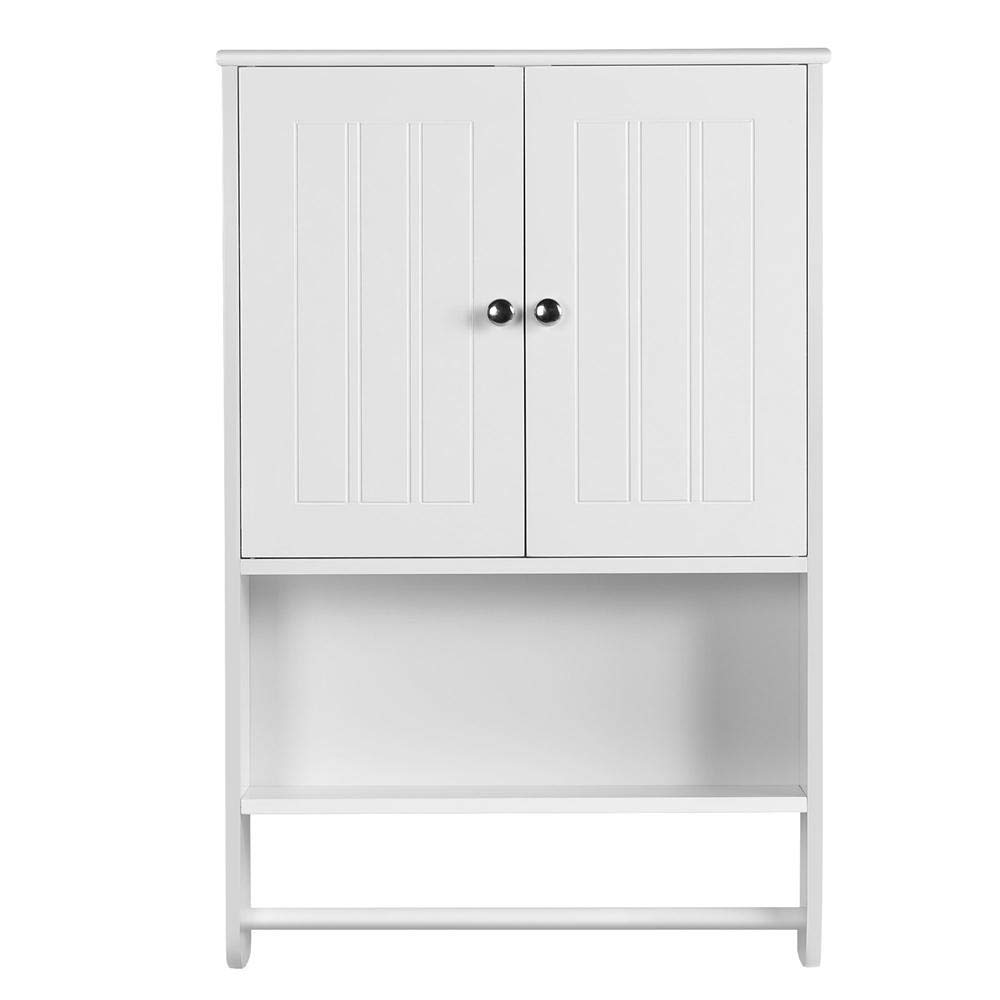 Yaheetech Bathroom Wall Cabinet With Double Doors 1 Shelf Cottage Collection Hanging Bar Adjustable Shelf White Kitchen Dining Cjp Org In