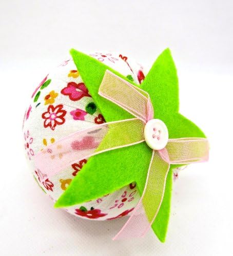 Dritz Strawberry Pincushion,white Floral,green Leaf,4