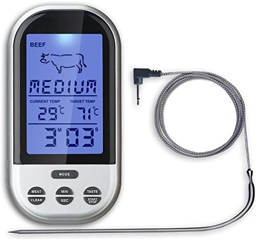 Wireless LCD Remote Thermometer For BBQ Grill Meat Kitchen Oven Food Cooking