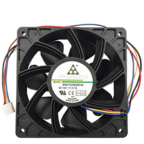 Cooling Fan For Antminer Bitmain 6000RPM Dual Ball Bearing 4-pin Connector, 120x120x3.8mm / Works for T15, S11, DR5 S9i, S9j, S9, S7, S5 V9, T9, A3, D3, L3+, L3++, E3, Z9, Z9 mini. Also for GPU miners