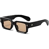 EYLRIM Thick Frame Square Sunglasses for Women Men Chunky Rectangle Sun Glasses Black Shades UV400 Protection