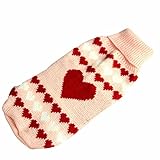 HP95(TM) Dog Clothes Pet Winter Woolen Sweater Knitwear Puppy Clothing Warm Love Heart High Collar Coat (XS)