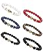 FUNRUN 6PCS 8mm Beaded Bracelets for Men Women Natural Stone Rosary Bracelet Buddha Mala Elastic