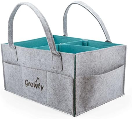 Growty Baby Diaper Caddy - Large Portable Car Travel Organizer - Nursery Diaper Tote Bag - Boy Girl Diaper Storage Bin for Changing Table - Must Have Baby Shower Gift Basket - Newborn Must Have Item