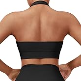 SUUKSESS Women Seamless Halter Sports Bra Open Back Padded Workout Crop Tank Tops