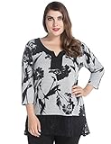 Chicwe Women's Neck Band Cashmere Touch Plus Size Tunic Top with Lace Hem US14-28