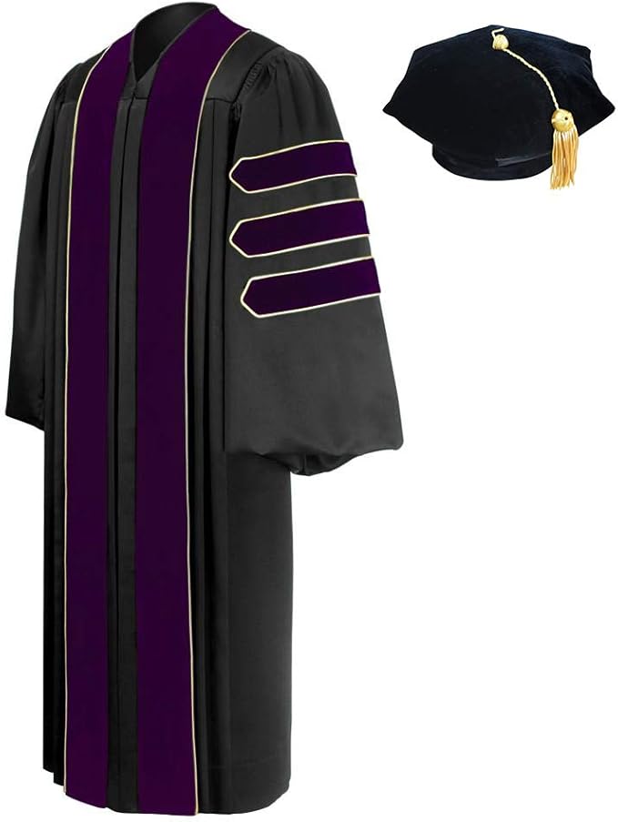 CLERKMANS Unisex Law Doctoral Graduation Gown, Pastor Clergy Robe with 4,6,or 8