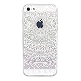 iPhone SE Case, JAHOLAN Beautiful Clear TPU Soft Case Rubber Silicone Skin Cover for iPhone 5/5S/SE - Light Pink and White Dream Catcher