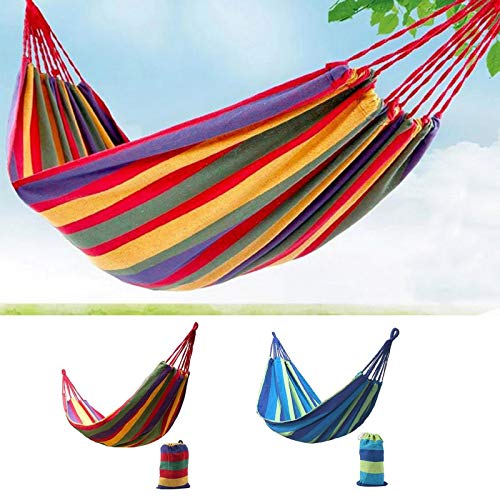 MHBY Hängematte, 280 * 80mm 2 Personen gestreifte Hängematte Outdoor-Freizeitbett Dicke Leinwand Hängematte… – Bild 6