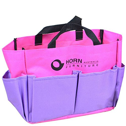 A.B Crew Double-Handled Outdoor Gardening Tool Tote Holder Oxford Bag Organizer Storage Carrier with Deep Pockets (Purple)
