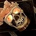 Omonic Himalayan Salt Lamp Lights, 3D White Gray Grey Tatoo Halloween Skull Carved Statue Lamp Night Light With Himalayan Pink White Salt Chunks , Dimmer Switch Control With 1 Salt Candle Holder