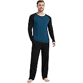 NACHILA Pajamas for Men-Viscose Made from Bamboo, Soft Sleepwear Long Sleeve Pajama Sets with Sleep Pants