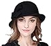 Bellady Women Solid Color Winter Hat 100% Wool Cloche Bucket with Bow Accent