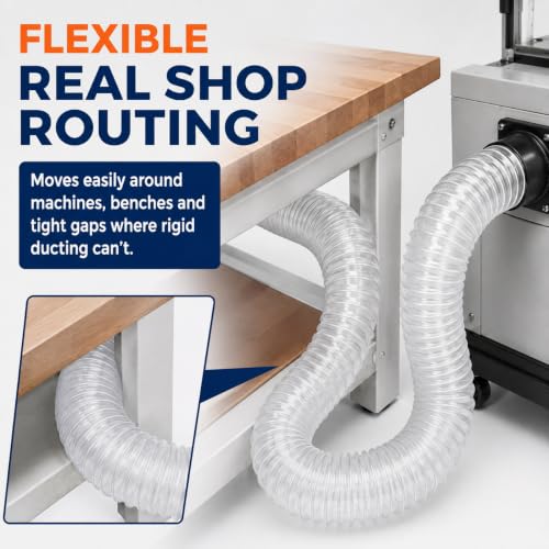 2-1/2"x20' PVC Dust Collection Hose with 4 Stainless Clamps for Woodworking photo 12