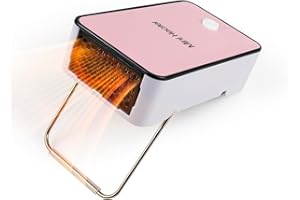 Portable Space Heater YUHICIDI Mini Electric Fan Heaters Safety Energy-Saving Air Warmer for Room Office Desktop (Pink)