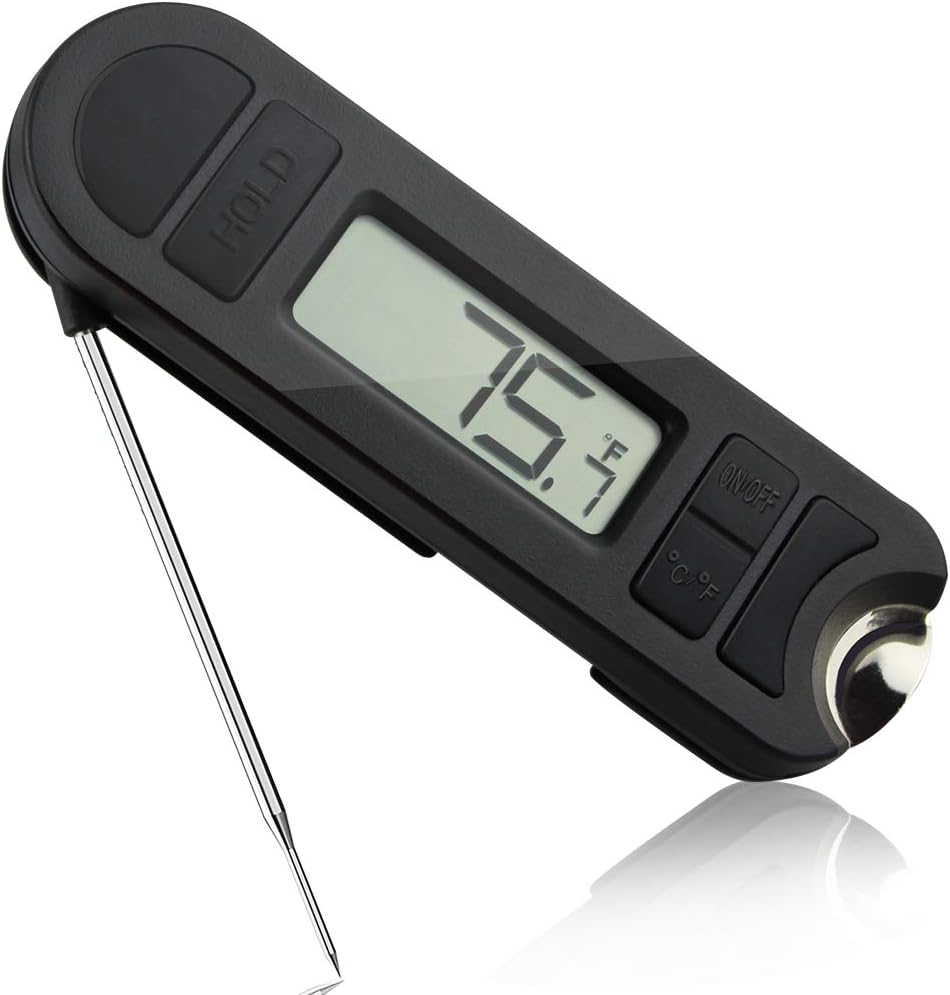 Shackcom Indoor/Outdoor Foldable Digital Instant Read Oven Thermometer with Bottle Opener, 3.27inch Long Stainless Stainless Steel Probe, 4 Seconds Super Fast Instant Read for Bread, Milk and Meat