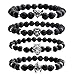 Jovivi 4pcs Men Women 8mm Mix-Style Silver Plated Natural Black Lava Rock Stone Energy Beads Stretch Diffuser Bracelets
