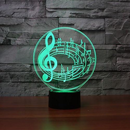 3D Musical Notes Shape Night Light 7 Color Change LED Table Desk Lamp Acrylic Flat ABS Base USB Charger Home Decoration Toy Birthday Xmas Kid Children Gift