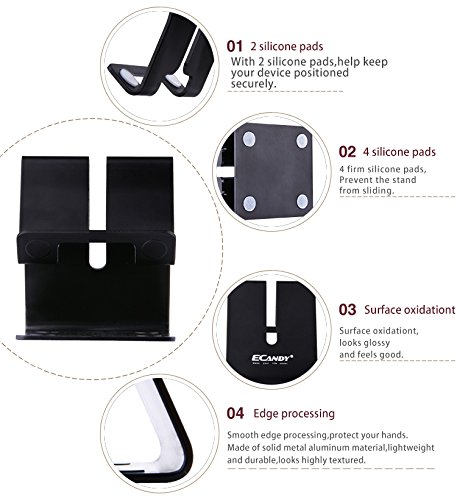 Ecandy Color Aluminium Metal Mobile Phone Tablet PC Stand Holder (Black)