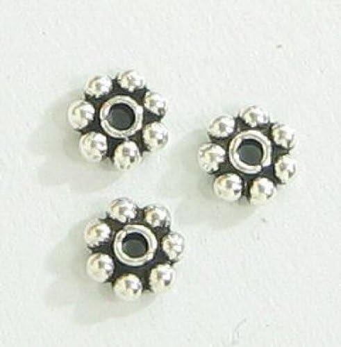 20 pcs Antique 925 Sterling Silver 4mm Round Dots Daisy Spacer Bead