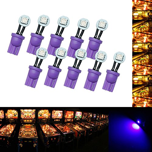 PA 10PCS #555 T10 1SMD LED Wedge Pinball Machine Light Side View Bulb Purple-6.3V