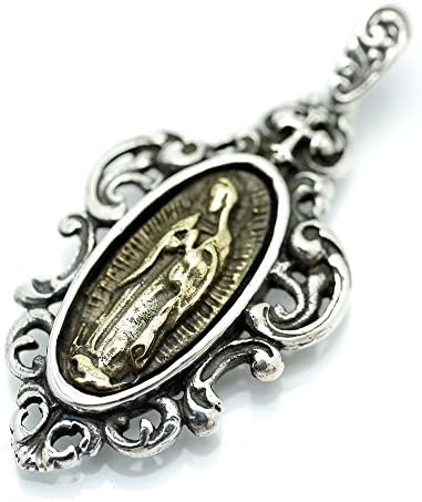 Bi シルバー925 グアダルーペの聖母 マリア アラベスク縁 開店祝い ペンダントトップ フローラル メンズ 金 ネックレス アンティーク ゴールド