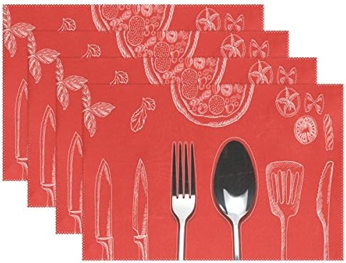 Placemats - Set of 6,4 or 1 Table Mats - Creative Dining Insulation Heat Stain Resistant Anti-Skid Eat Mats for Kitchen Table and Dining Table with Creative Knife And Fork (12"x 18")