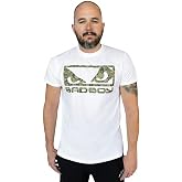 Bad Boy Men's Camo Logo MMA Cotton T-Shirt - White/Camouflage - Short Sleeve Crew Neck Tee Shirt for Men, Regular Fit