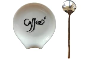 PFCTRJR Coffee Spoon Rest, Small Ceramic Coffee Spoon Holder, Porcelain Spoon Holder, Ceramic Spoon Rest for Tablespoon,Teaspoon,Bar Spoon,Coffee Bar Accessories (Spoon Rest+Sliver Spoon)