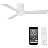 WAC Lighting Hug 3 Blades Aluminum Smart Flush Mount Ceiling Fan in Matte White