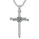 Swordgod Cross Necklace Valentine's Day Gifts 925 Sterling Silver Cross Pendant Fathers Day Birthday for Men Father Dad Brother Husband Son