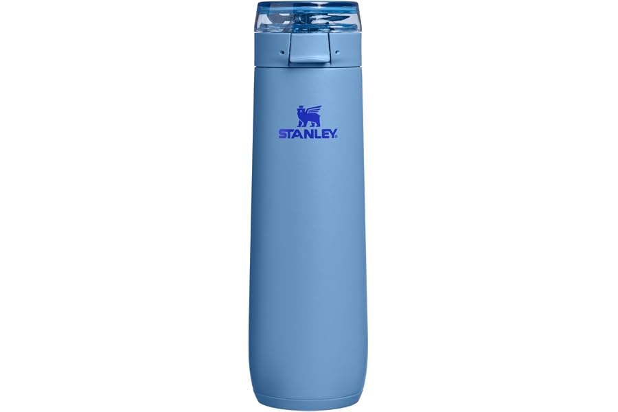 STANLEY Flowstate Spring Bottle | Leakproof Water Bottle with Carry Strap & Flip-Top Locking Lid | Insulated Stainless Steel | Fits Most Cup Holders | BPA-Free | 20 oz | Blue Sky