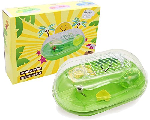 BPS Hamster Cage House with Ladder Drinking Wheel and House 3 Colours 44 x 31 x 17 cm