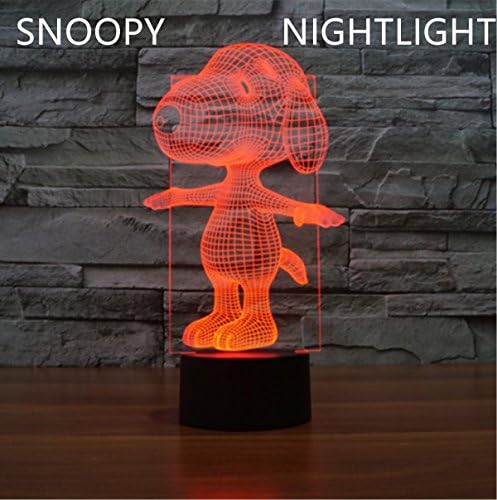 CHINAXYZZZ Snoopy Lamp 3D Optical Illusion LED Nightlight Touch Switch Table Desk Snoopy Lamp 7 Changing Colors Acrylic Flat with USB Charger or Battery for Room Decoration or Festival Gifts