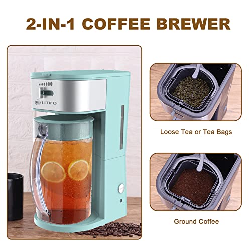 LITIFO Iced Tea Maker and Iced Coffee Maker Brewing System with 2quart