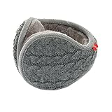 Winter Knit Ear Warmers for Women Foldable Unisex, Gray,One size