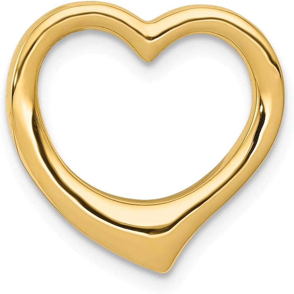 14K Yellow Gold 3D Open Floating Heart Slide Pendant