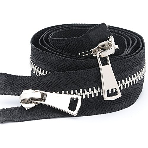 YaHoGa 5 28 Inch Two Way Separating Jacket Zipper Silver Metal Zippers