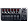 Amarine-made-6-Gang-Red-LED-Indicators-Rocker-Circuit-Breaker-Waterproof-Marine-Boat-Rv-Switch-Panel-Combined-with-Dual-USB-12v-Power-Adapter-Panel-PN-CB6-R-CB1S1S2