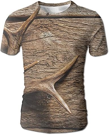 JeanCo Mens Deer Antlers On Wood Table Rustic Texture Surface Hunting Season Funny Tshirt White XL
