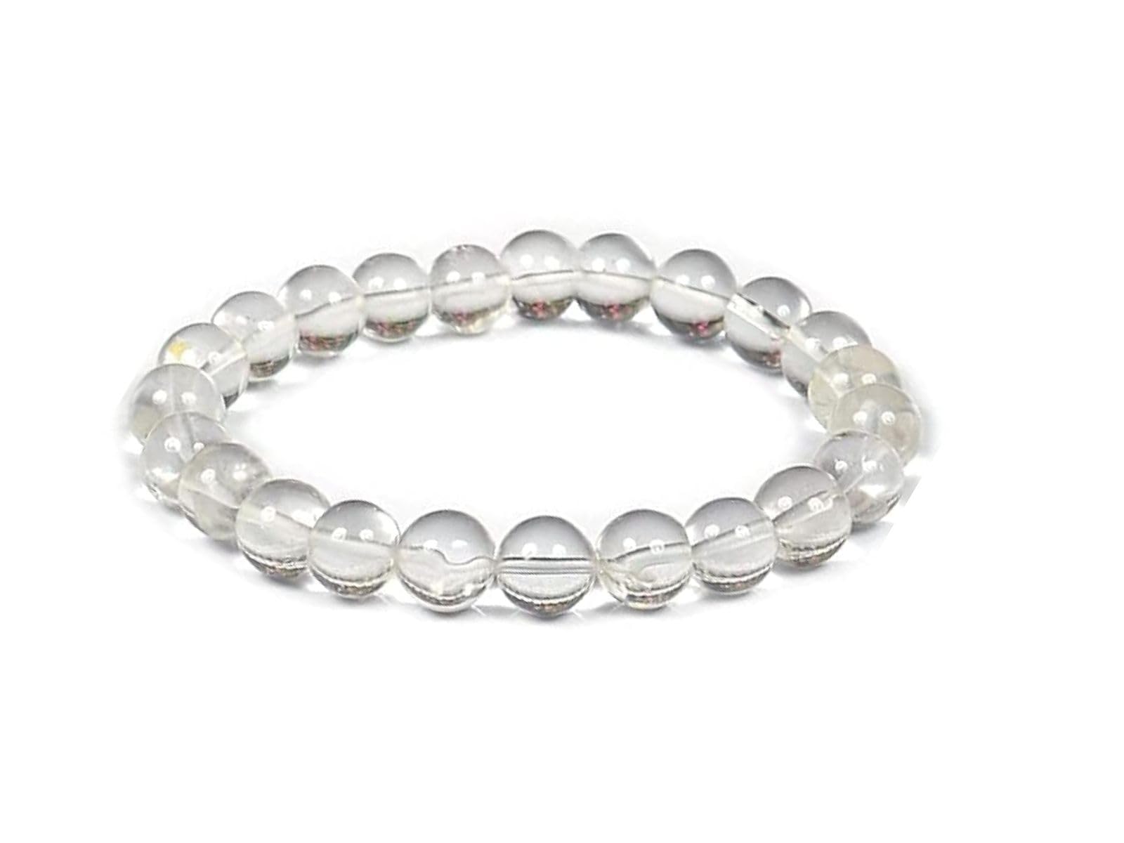 Jet International Crystal Quartz 8mm Beads Bracelet – Natural Healing Stone Bracelet for Clarity, Energy & Positivity | Reiki, Meditation & Spiritual Balance Jewelry