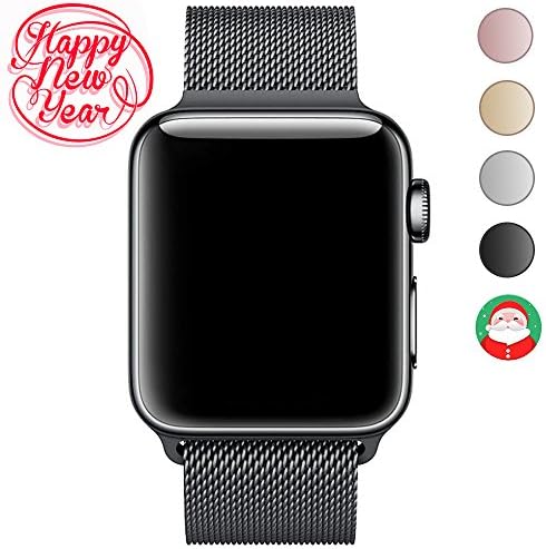 Apple Watch Band 38mm, AGUARA Mesh Loop Stainless Steel Strap with Magnetic Closure iWatch Band for Apple Watch Series 3&amp;2&amp;1, Sport and Edition (38mm Magnetic Closure, Milanese Loop - Space Black)