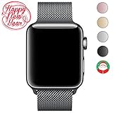 Apple Watch Band 38mm, AGUARA Mesh Loop Stainless Steel Strap with Magnetic Closure iWatch Band for Apple Watch Series 3&2&1, Sport and Edition (38mm Magnetic Closure, Milanese Loop - Space Black)