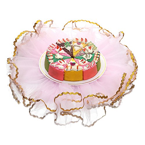 Haperlare 3pcs Elegant Red Wine Bottle Cover Tulle Wine Bottle Skirt with Glitter Gold Brims for Wedding Party Baby Shower Christmas Birthday Cake Dessert Table Decorations,Pink - Thumbnail 4