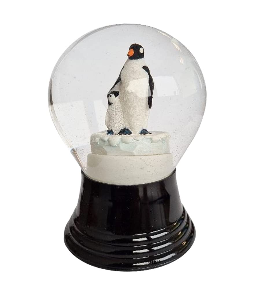 Real Glass Snow Globe - Almost Like Real Snow - Penguin Mother with Child - 8cm — image 1